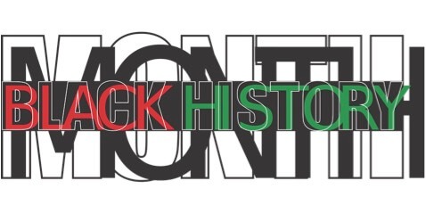 Grafische Darstellung der Worte Black History Month in Grün, Rot, Schwarz und Weiß.